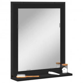 Bathroom Mirror Black Engineered wood, Powder-coated st...