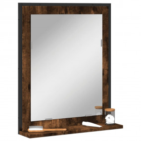 Bathroom Mirror Smoked Oak Engineered Wood Medium Wall ...