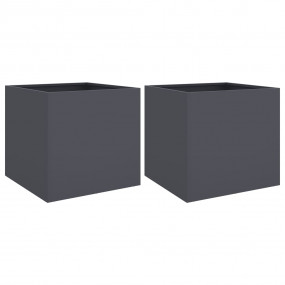 Planter Set of 2 Anthracite Cold-rolled steel Medium