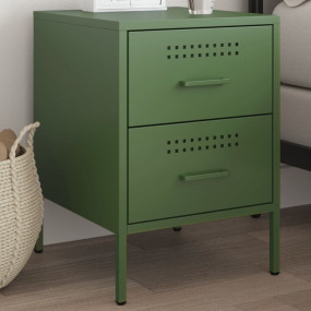 Bedside Cabinet Olive Green Steel 14.2 x 15.4 x 19.9 in