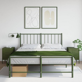 Bedside Cabinet Set of 2 Olive green Steel Medium Stora...