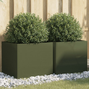 Planter Set of 2 Olive Green Cold-rolled steel