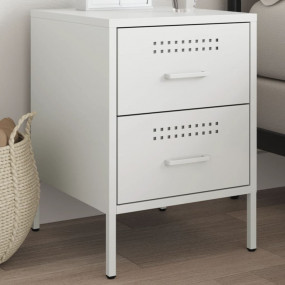 Bedside Cabinet White Steel Medium Bedside Cabinet Rect...