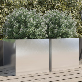 Planter Set of 2 Silver Stainless Steel Medium