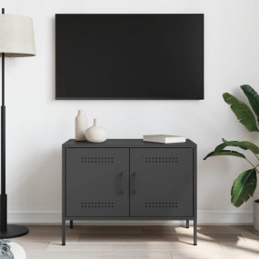 TV Cabinet Black Steel Medium TV Cabinet Rectangular
