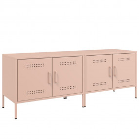 TV Cabinet Set of 2 Pink Steel 26.8 x 15.4 x 19.9 in TV...