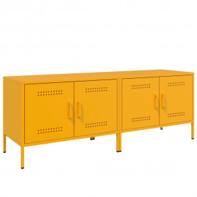 TV Cabinet Set of 2 Mustard Yellow Steel 26.8x15.4x19.9...