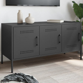 TV Cabinet Black Steel Medium TV Cabinet Rectangular