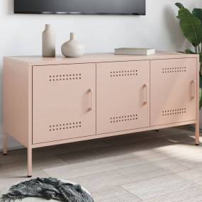 TV Cabinet Pink Steel Medium Media Cabinet Rectangular