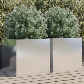Planter Set of 2 Silver Stainless Steel Large Decorativ...