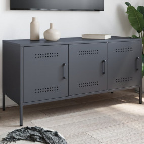 TV Cabinet Anthracite Steel Medium TV Cabinet Rectangul...