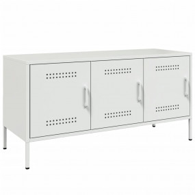 TV Cabinet White Steel Medium TV Cabinet Rectangular
