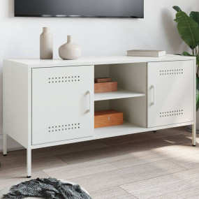 TV Cabinet White Steel 39.6 in x 15.4 in x 19.9 in TV C...