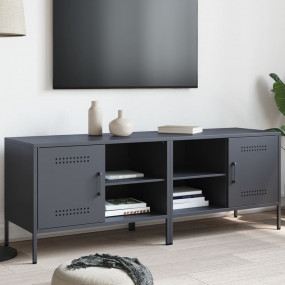 TV Cabinet Set of 2 Anthracite Steel Standard TV Cabine...