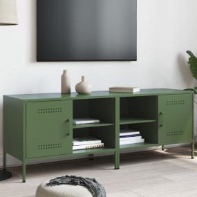 TV Cabinet Set of 2 Olive Green Steel Medium TV Cabinet