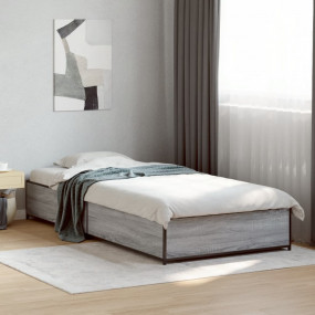 Bed Frame Grey sonoma Engineered wood, metal, plywood S...