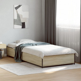 Bed Frame Sonoma Oak Engineered wood, Metal, Plywood Tw...