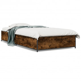 Bed Frame Smoked Oak Engineered Wood Twin Durable Bed F...