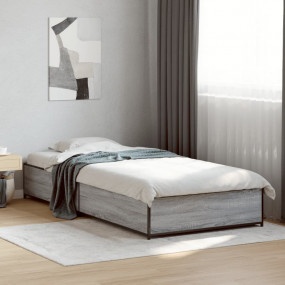 Bed Frame Grey Sonoma Engineered wood, Metal Twin Durab...