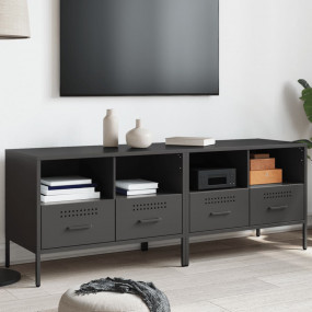 TV Cabinet Set of 2 Black Cold-rolled steel 26.8 x 15.4...