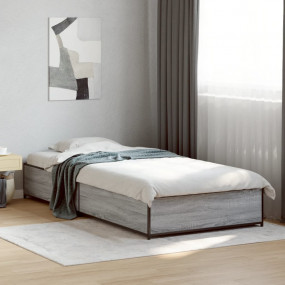 Bed Frame Grey sonoma Engineered wood and metal Small S...