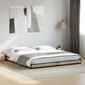 Bed Frame Sonoma Oak Engineered wood 79.9 x 79.9 in Dur...
