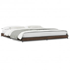 Bed Frame Brown oak Engineered wood, steel, plywood Dou...