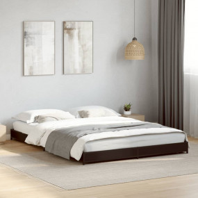 Bed Frame Black Engineered wood, Steel King Size Durabl...