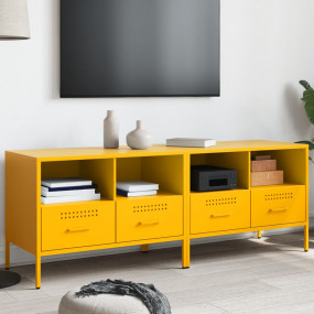 TV Cabinet Set of 2 Mustard Yellow Cold-rolled Steel Me...
