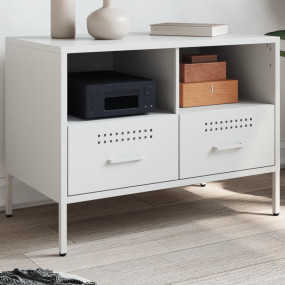 TV Cabinet White Cold-rolled steel 26.8 x 15.4 x 19.9 i...
