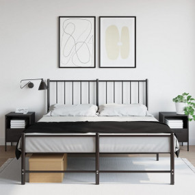 Bedside Cabinet Set of 2 Black Cold-rolled steel Medium