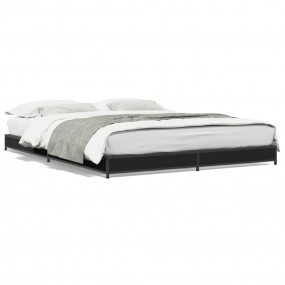 Bed Frame Black Engineered wood, steel Full Durable Bed...