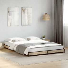 Bed Frame Sonoma oak Engineered wood, steel Full Durabl...