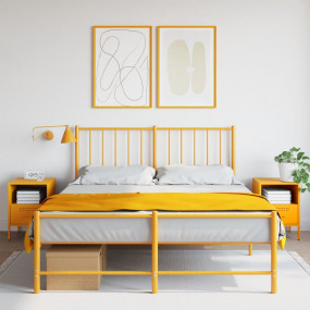Bedside Cabinet Set of 2 Mustard Yellow Cold-Rolled Ste...