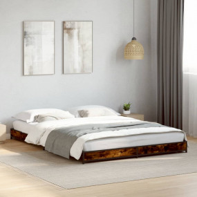 Bed Frame Smoked oak Engineered wood and metal