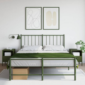 Bedside Cabinet Set of 2 Olive Green Cold-rolled Steel ...