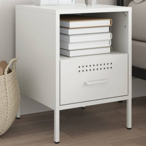 Bedside Cabinet White Cold-rolled steel 14.2 in x 15.4 ...