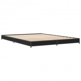 Bed Frame Black Engineered Wood Small Double Durable Be...