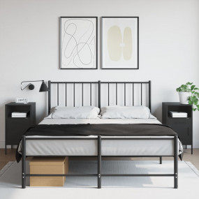 Bedside Cabinet Set of 2 Black Cold-rolled steel Adjust...