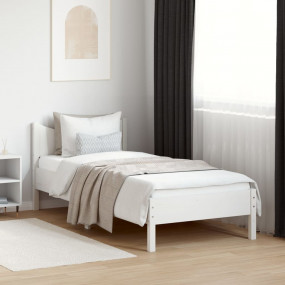 Bed Frame White Solid Pine Wood Twin Modern Bed Frame