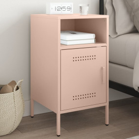 Bedside Cabinet Pink Cold-rolled steel 14.2x15.4x26.8 i...