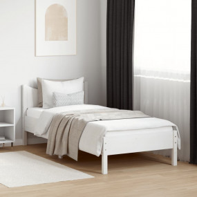 Bed Frame White Solid pine wood, Plywood Single Modern