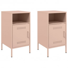 Bedside Cabinet Set of 2 Pink Cold-rolled steel Standar...