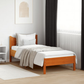 Bed Frame Wax brown Solid pine wood Twin Durable Bed Fr...