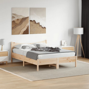 Bed Frame Natural Wood Solid pine wood, plywood Full Du...
