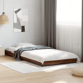Bed Frame Brown Oak Engineered Wood Single Durable Bed ...