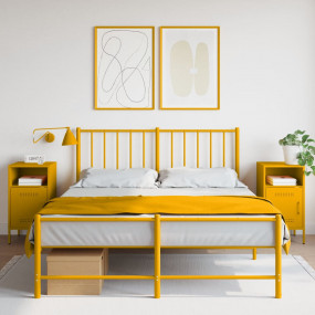 Bedside Cabinet Set of 2 Mustard Yellow Cold-Rolled Ste...