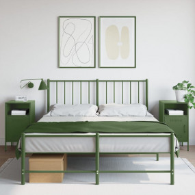 Bedside Cabinet Set of 2 Olive Green Cold-Rolled Steel ...