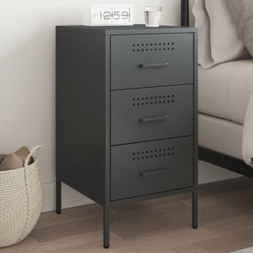 Bedside Cabinet Black Cold-rolled steel Medium Adjustab...
