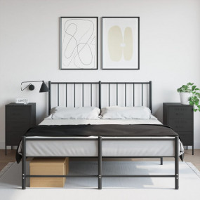 Bedside Cabinet Set of 2 Black Cold-rolled steel Medium